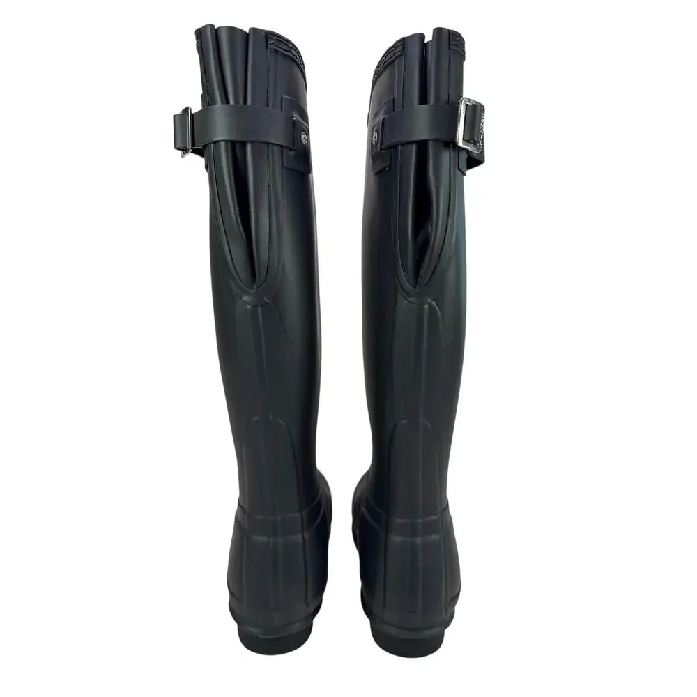 Hunter Original‎ Tall Rubber Rain Boots Womens 7 Black Adjust Buckle